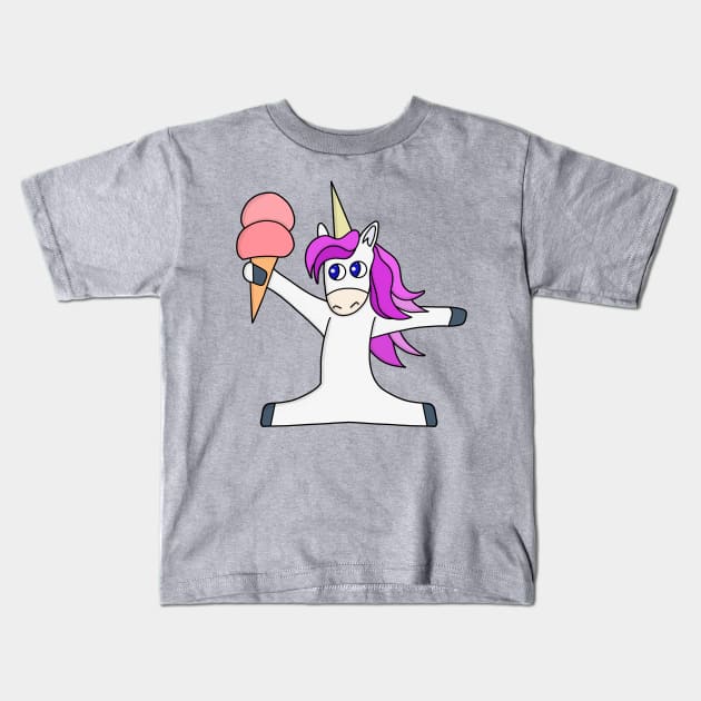 Unicorn splits while holding an ice cream Kids T-Shirt by DiegoCarvalho